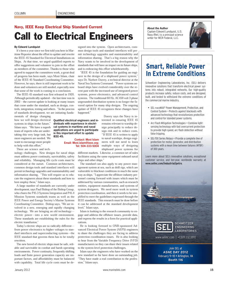 Maritime Reporter Magazine, page 15,  Jan 2012
