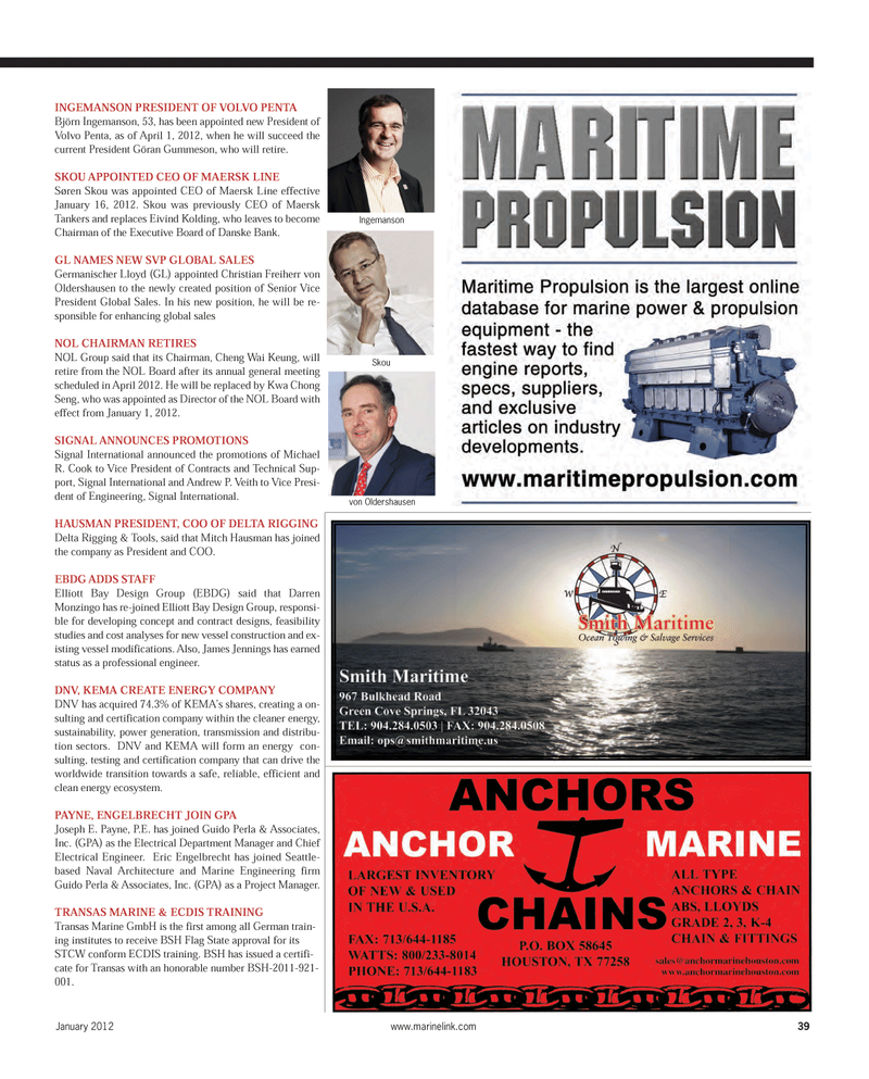 Maritime Reporter Magazine, page 39,  Jan 2012