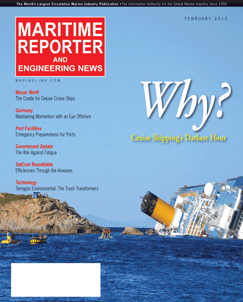 Maritime Reporter Magazine Cover Feb 2012 - Cruise Shipping Annual
