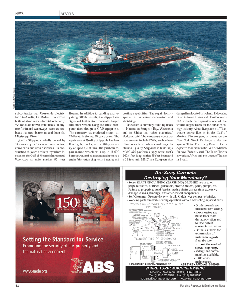 Maritime Reporter Magazine, page 12,  Feb 2012
