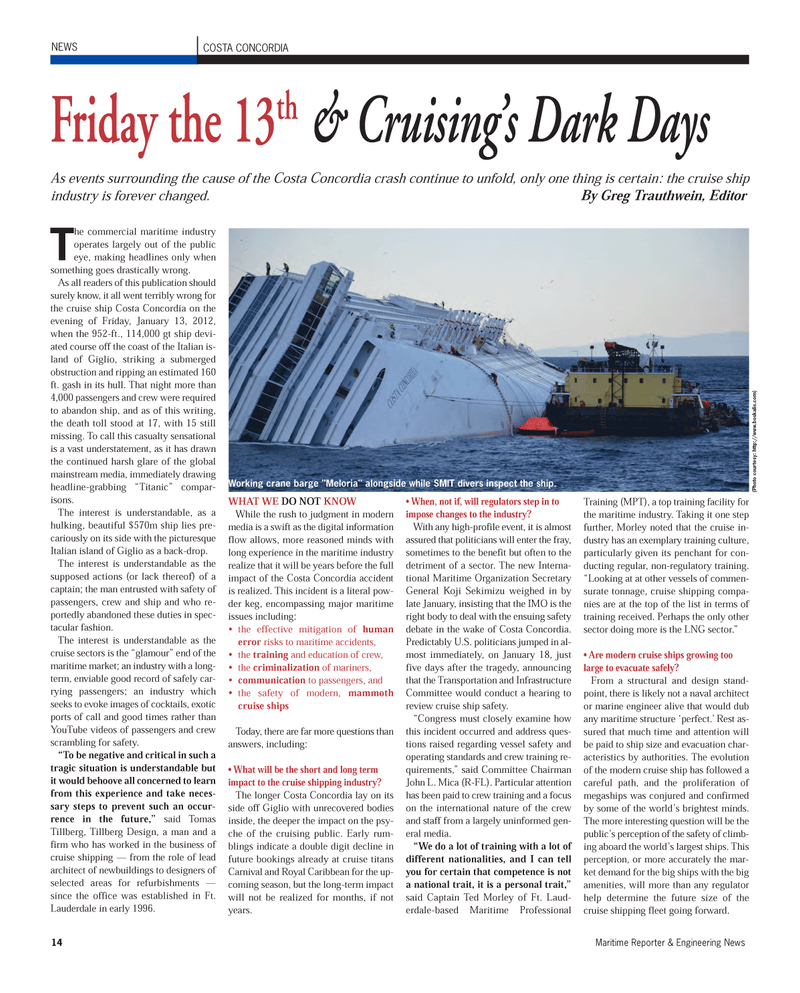 Maritime Reporter Magazine, page 14,  Feb 2012