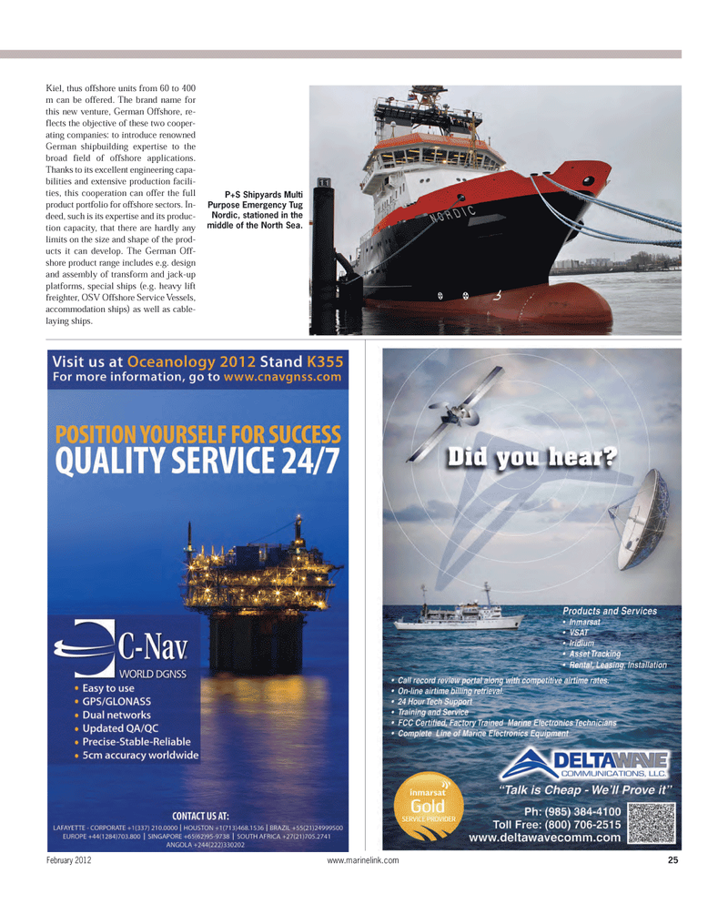 Maritime Reporter Magazine, page 25,  Feb 2012