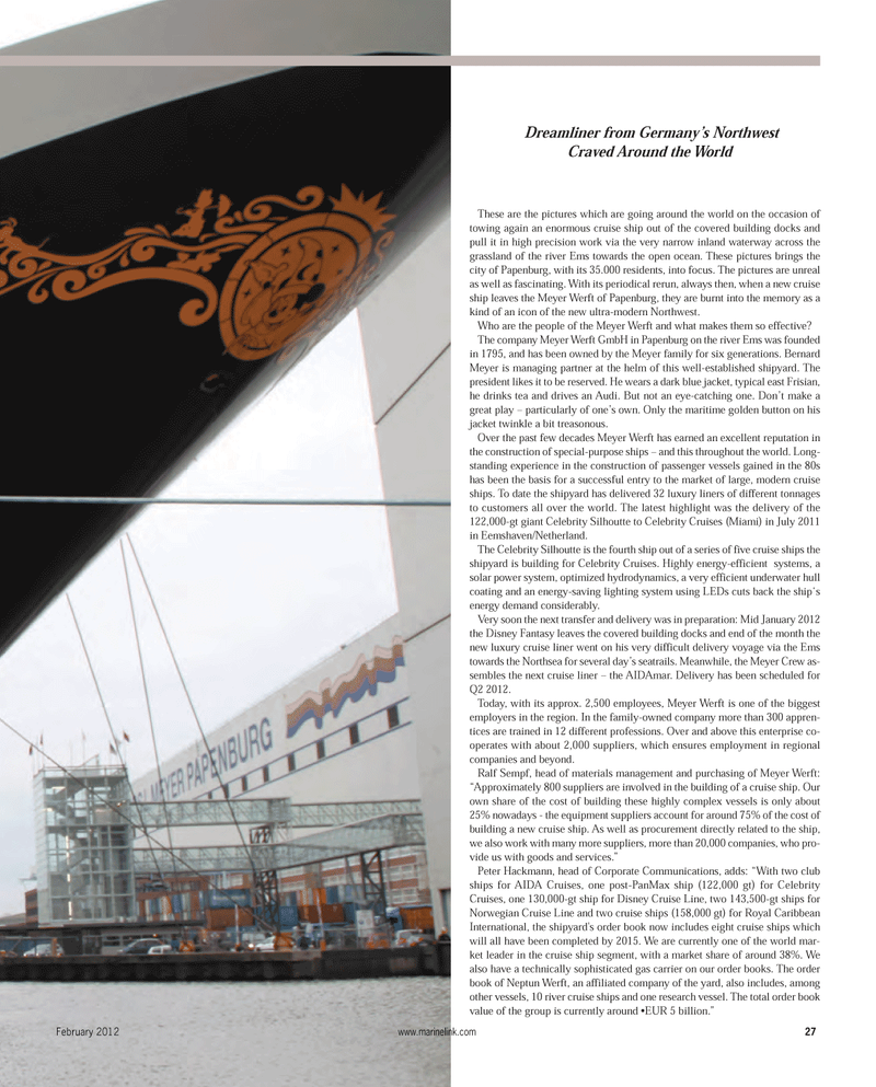 Maritime Reporter Magazine, page 27,  Feb 2012