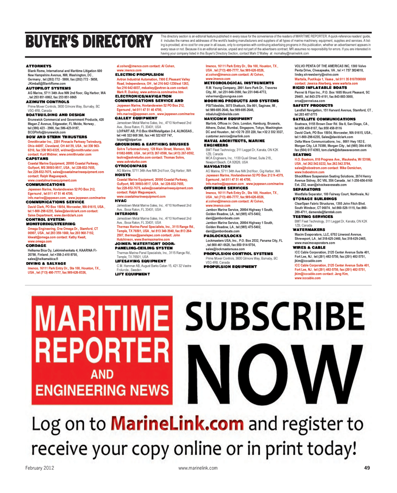 Maritime Reporter Magazine, page 49,  Feb 2012