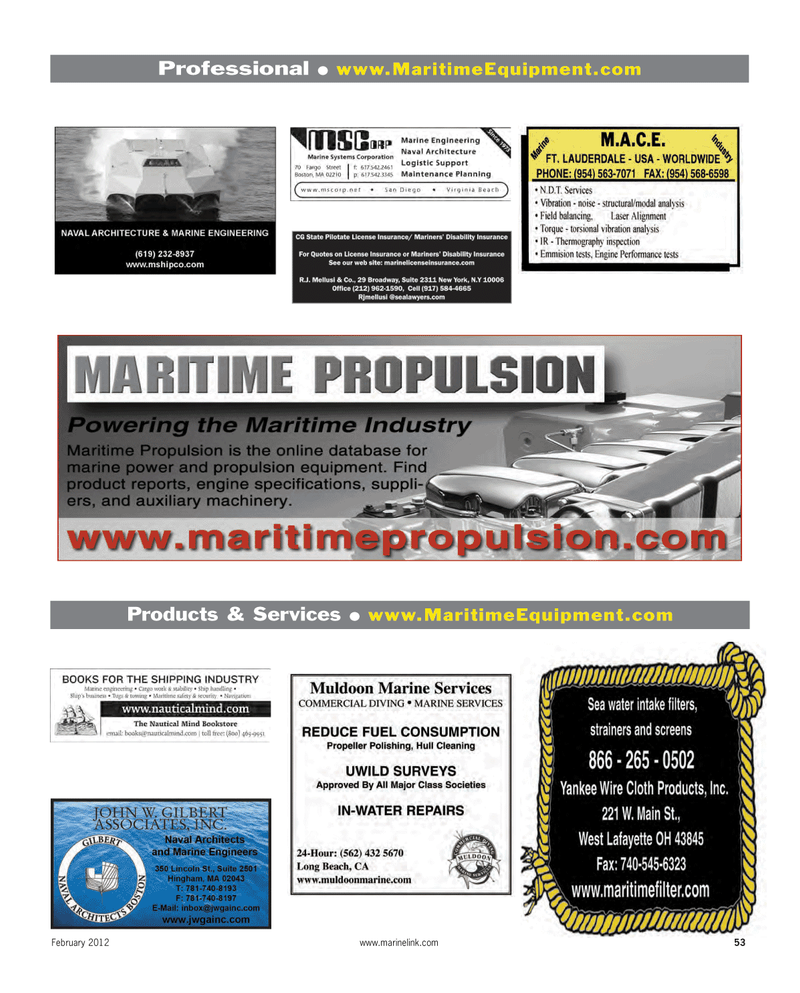 Maritime Reporter Magazine, page 53,  Feb 2012