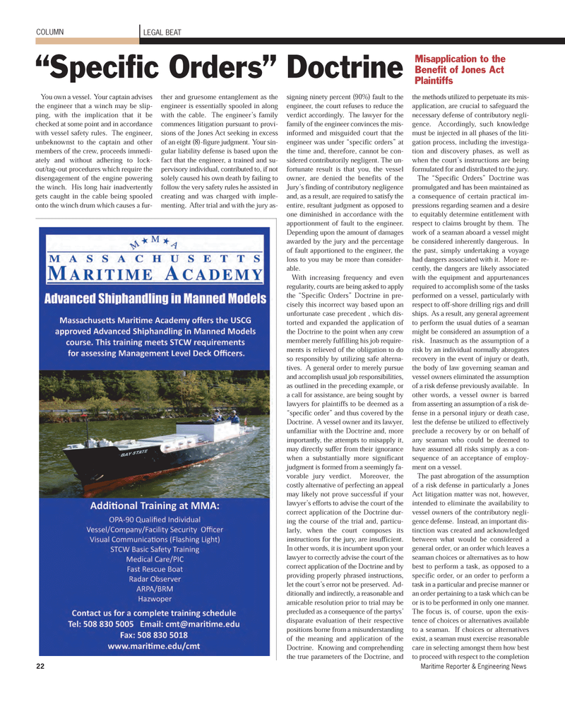 Maritime Reporter Magazine, page 22,  Mar 2012