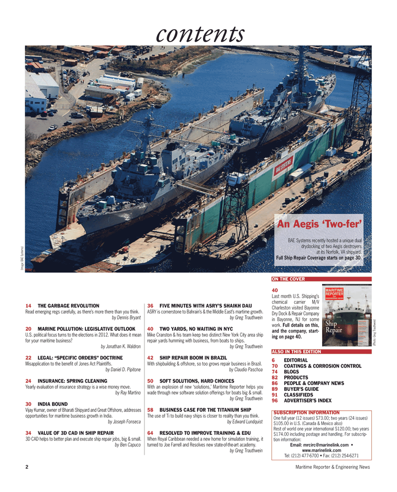 Maritime Reporter Magazine, page 2,  Mar 2012