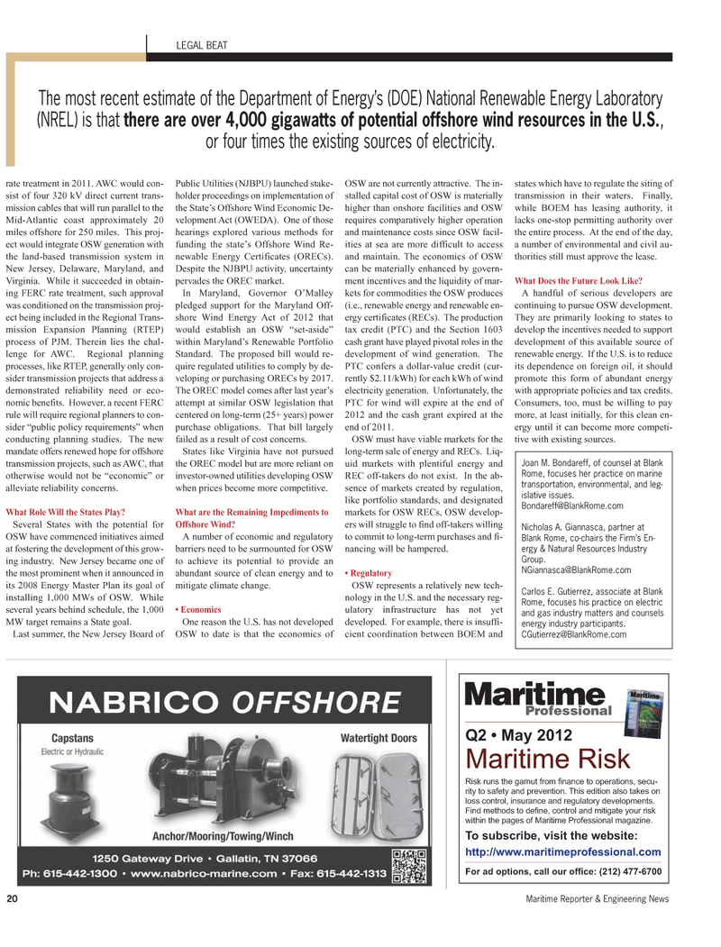 Maritime Reporter Magazine, page 20,  Apr 2012