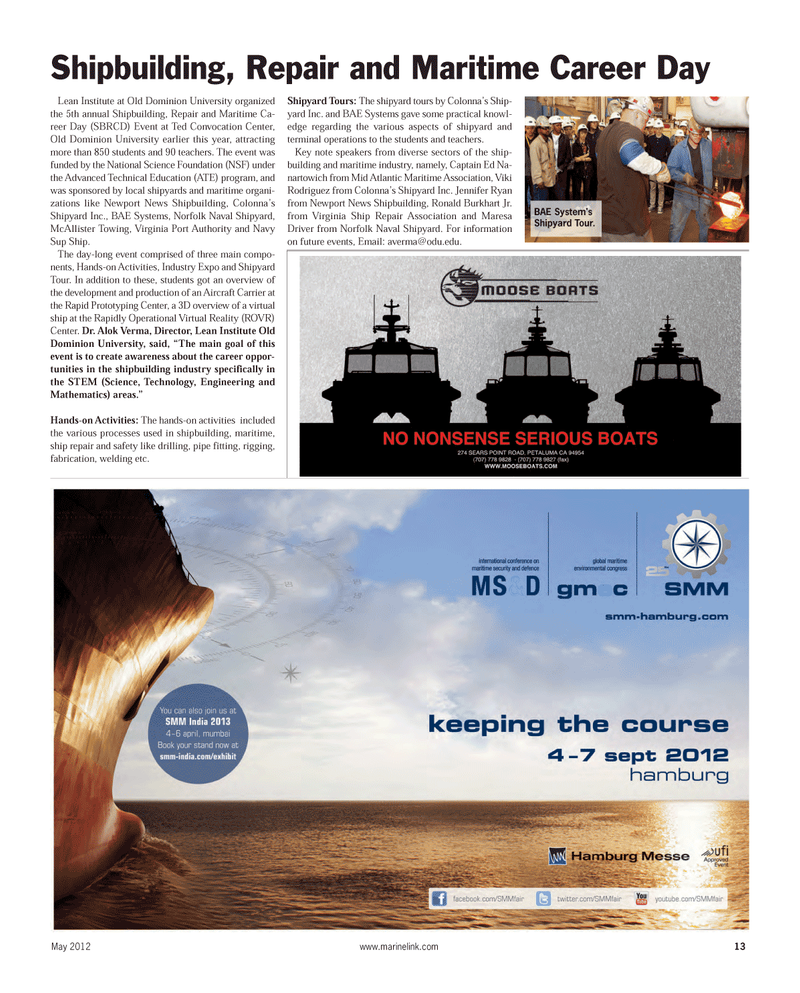 Maritime Reporter Magazine, page 13,  May 2012
