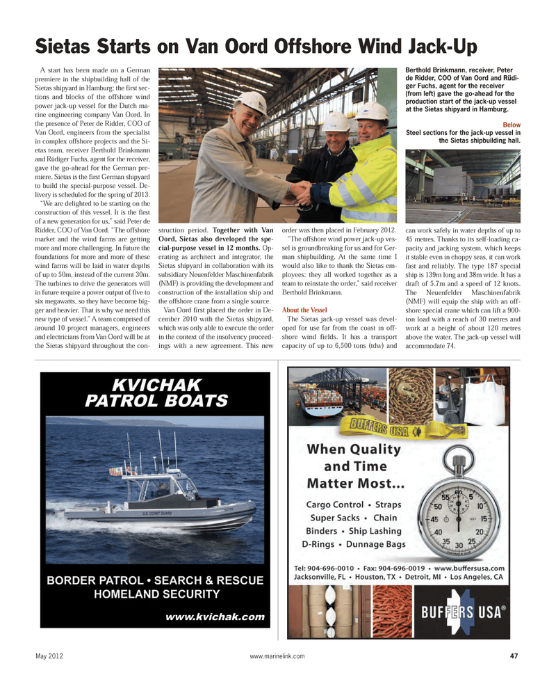 Maritime Reporter Magazine, page 47,  May 2012