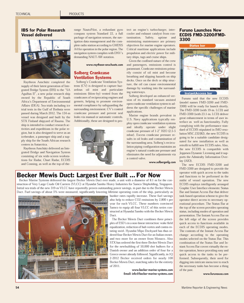 Maritime Reporter Magazine, page 54,  May 2012
