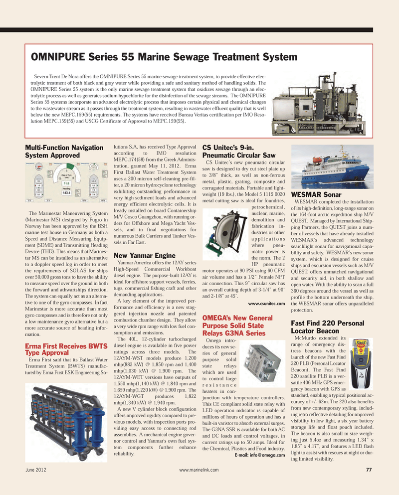 Maritime Reporter Magazine, page 77,  Jun 2012