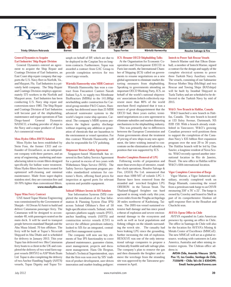Maritime Reporter Magazine, page 39,  Jul 2012