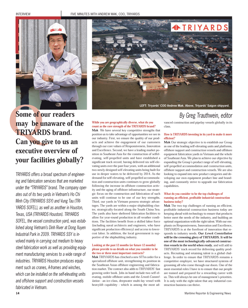 Maritime Reporter Magazine, page 14,  Aug 2012
