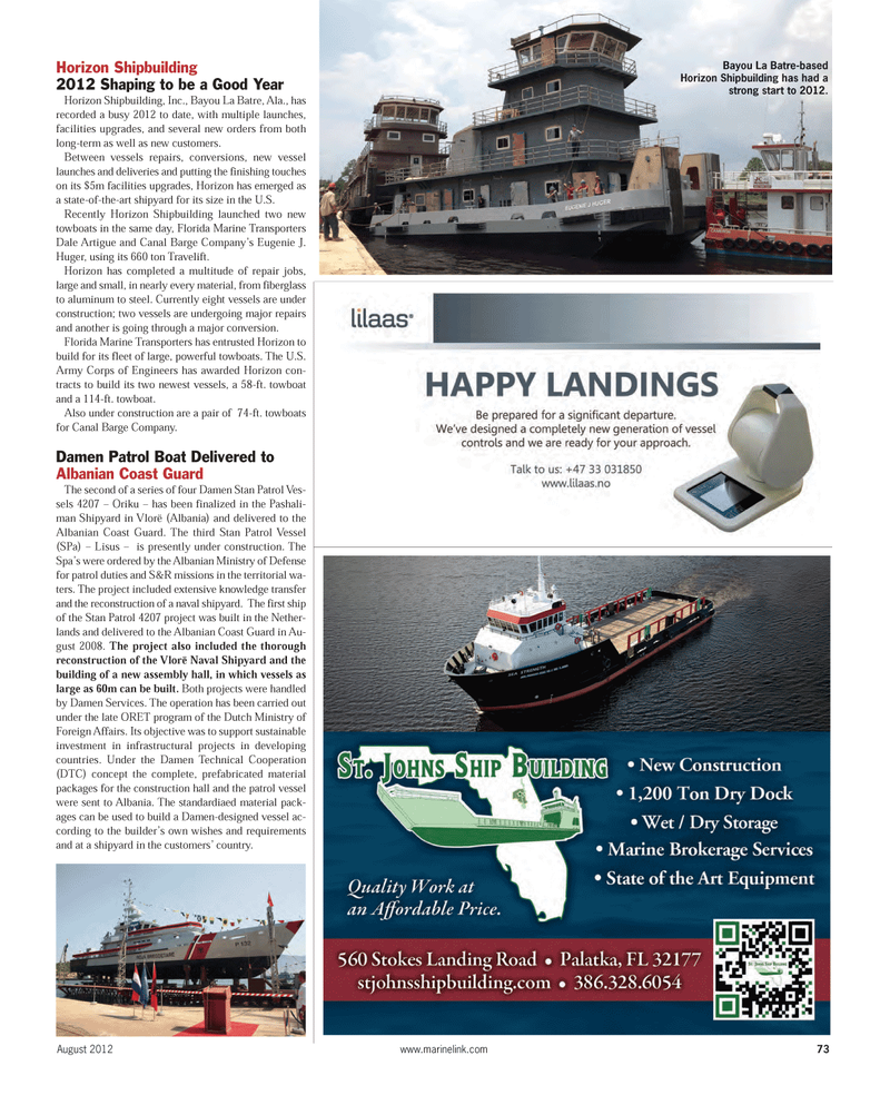 Maritime Reporter Magazine, page 73,  Aug 2012