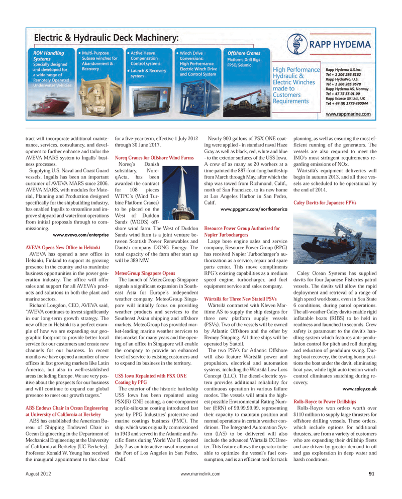 Maritime Reporter Magazine, page 91,  Aug 2012