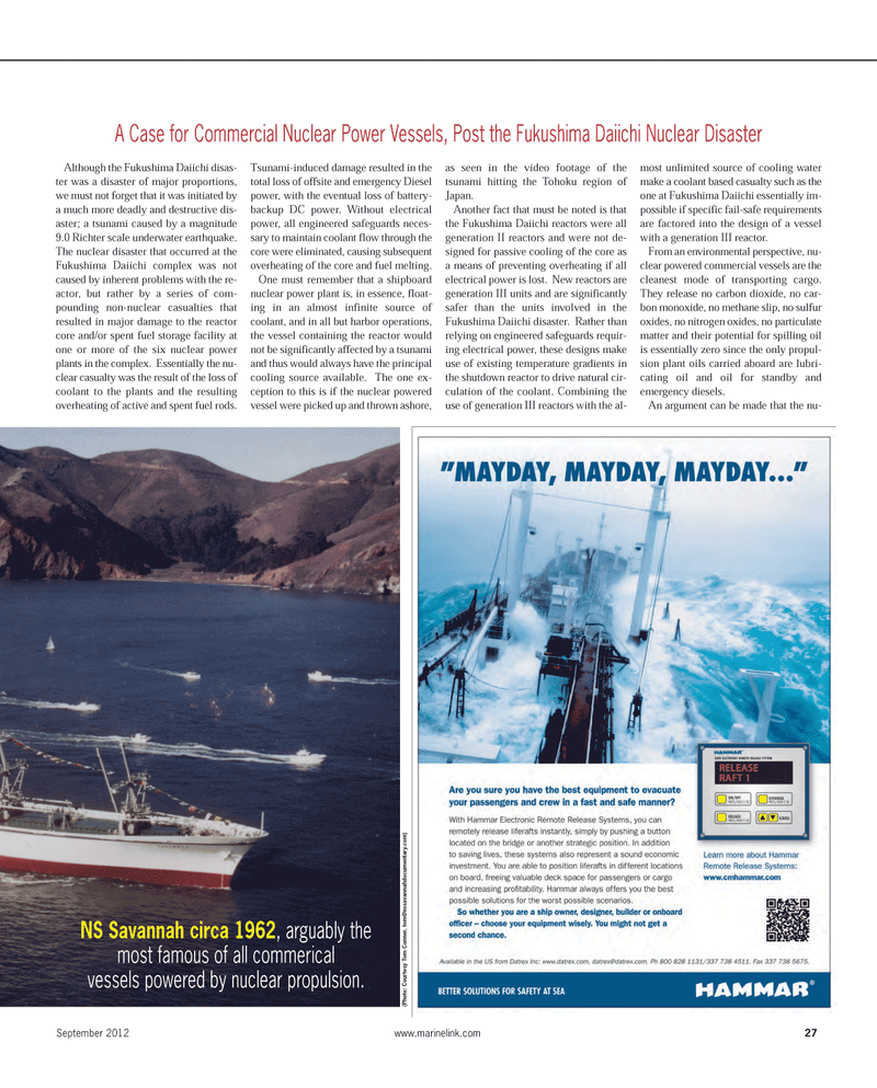 Maritime Reporter Magazine, page 27,  Sep 2012