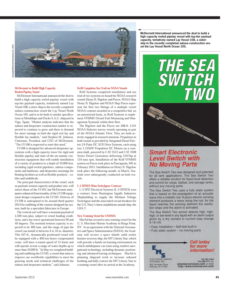 Maritime Reporter Magazine, page 45,  Sep 2012