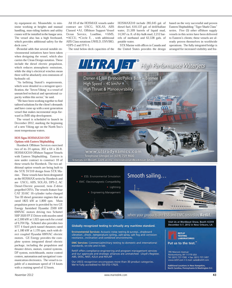 Maritime Reporter Magazine, page 43,  Nov 2012