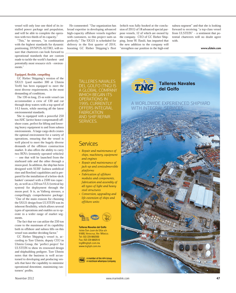Maritime Reporter Magazine, page 47,  Nov 2012