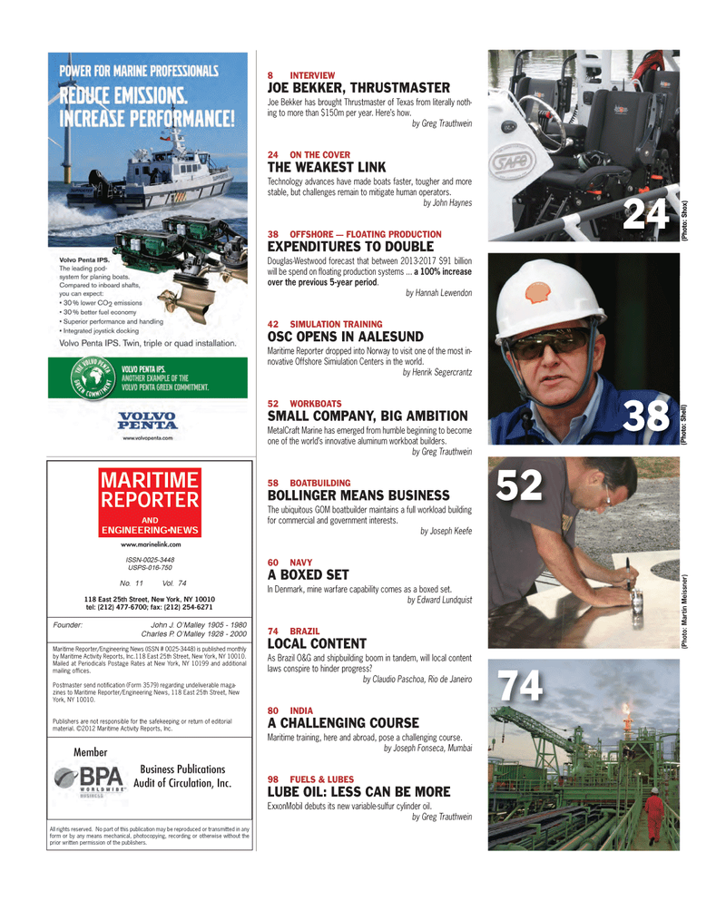 Maritime Reporter Magazine, page 6,  Nov 2012
