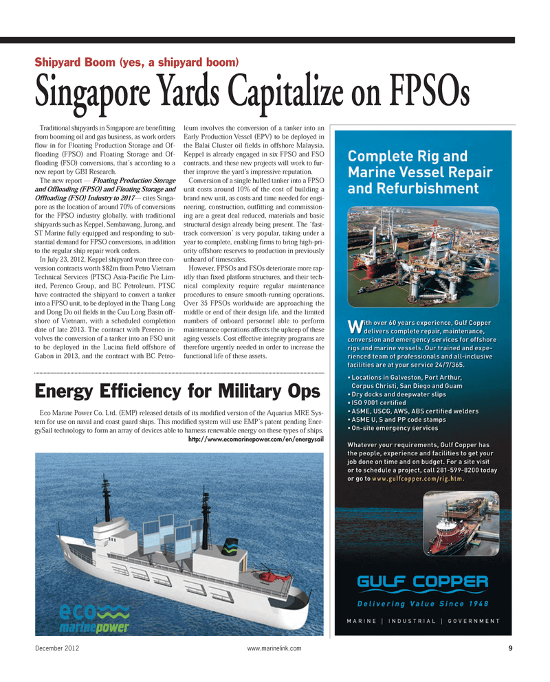 Maritime Reporter Magazine, page 9,  Dec 2012