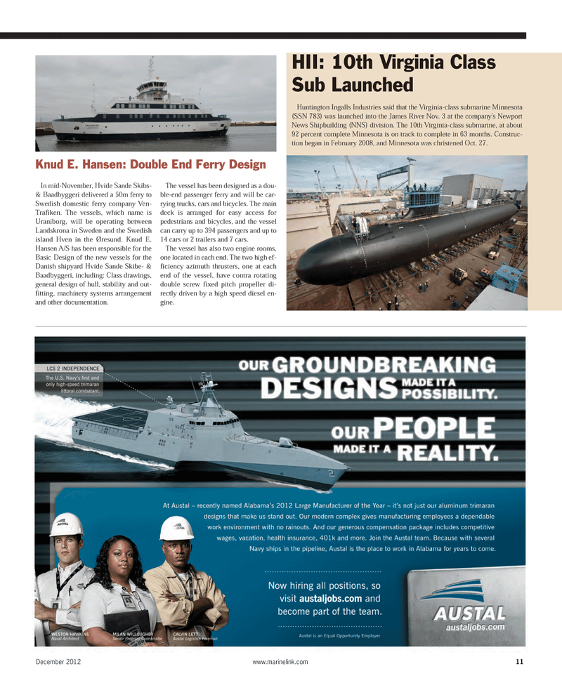 Maritime Reporter Magazine, page 11,  Dec 2012