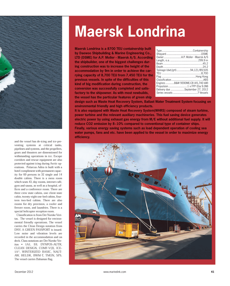 Maritime Reporter Magazine, page 41,  Dec 2012