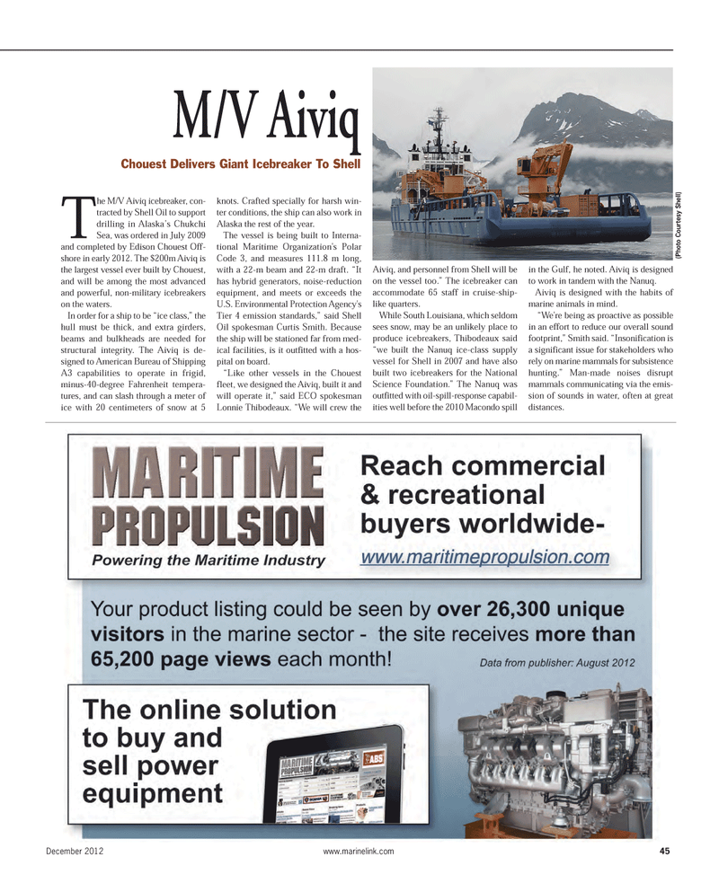 Maritime Reporter Magazine, page 45,  Dec 2012