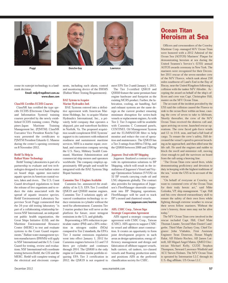 Maritime Reporter Magazine, page 57,  Dec 2012