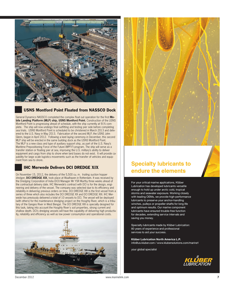 Maritime Reporter Magazine, page 7,  Dec 2012