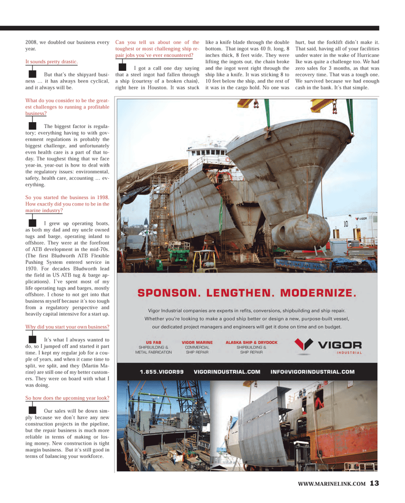 Maritime Reporter Magazine, page 13,  Jan 2013