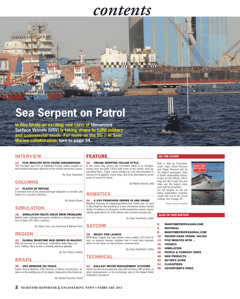 Maritime Reporter Magazine, page 2,  Feb 2013