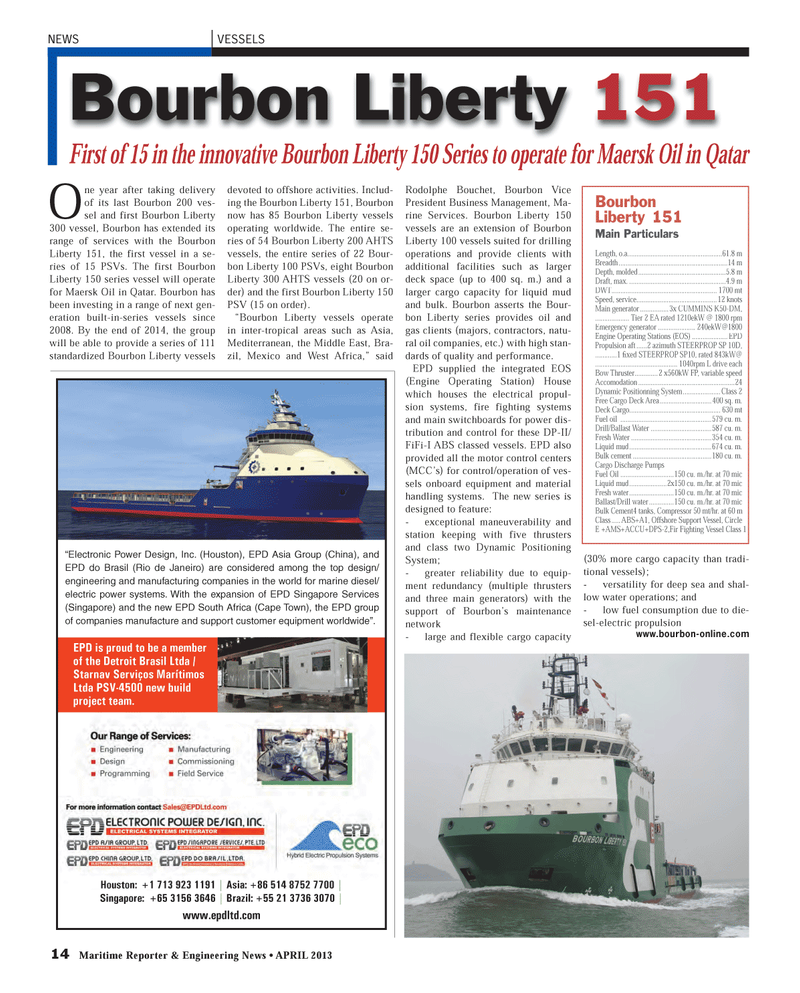 Maritime Reporter Magazine, page 14,  Apr 2013