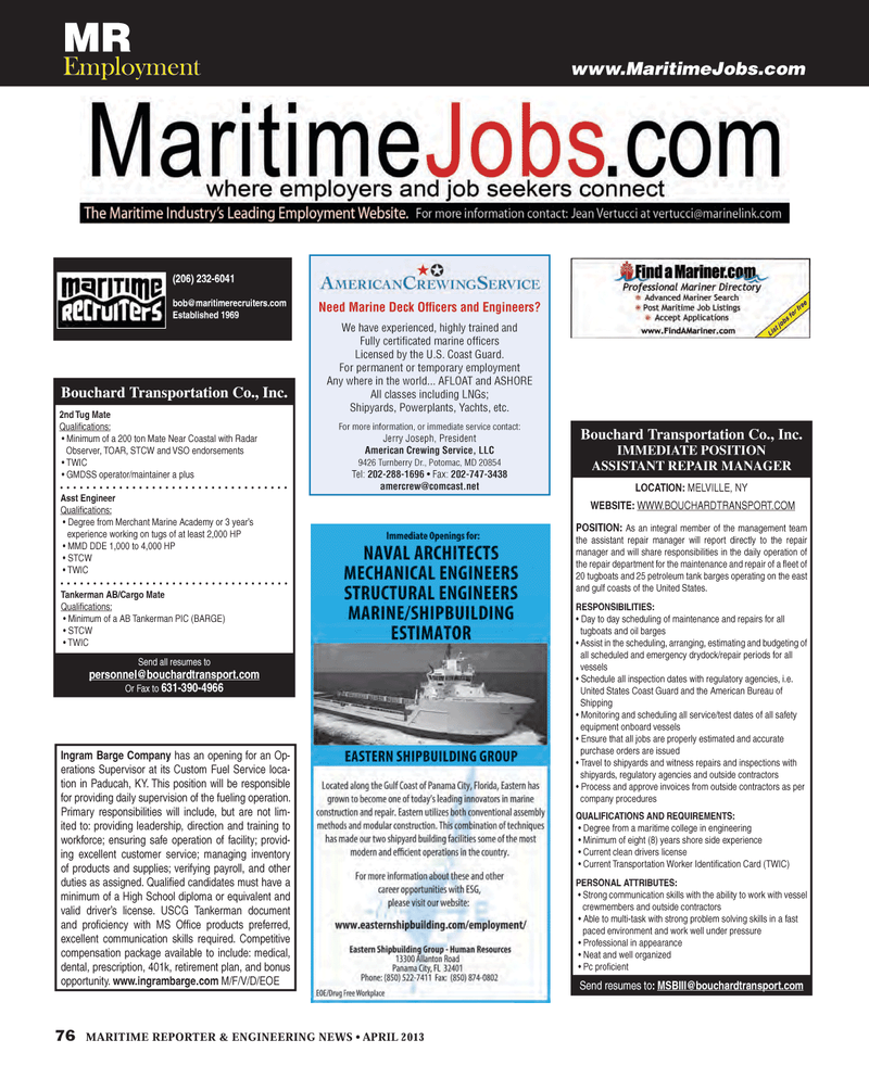Maritime Reporter Magazine, page 76,  Apr 2013