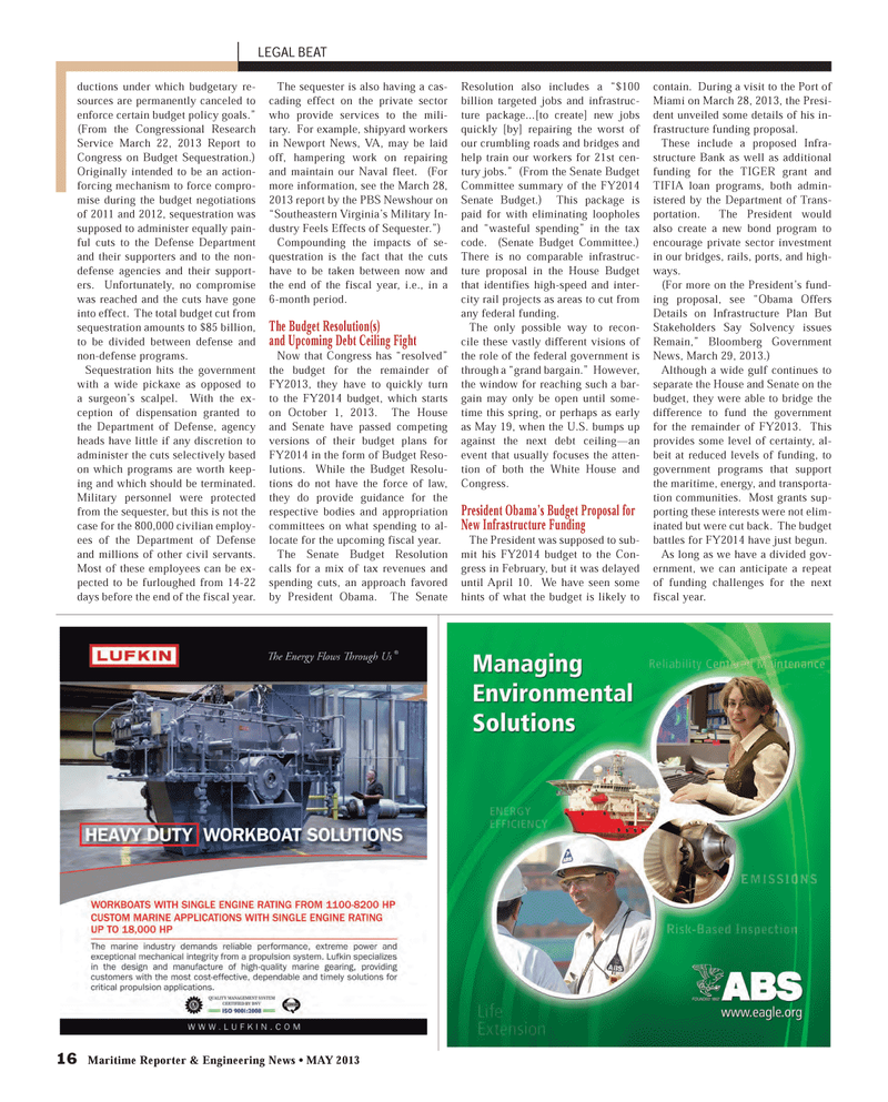 Maritime Reporter Magazine, page 16,  May 2013
