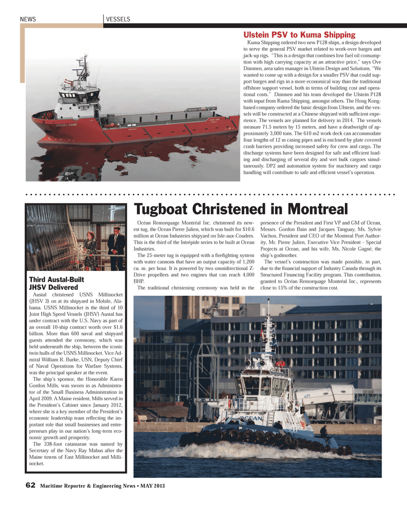 Maritime Reporter Magazine, page 62,  May 2013