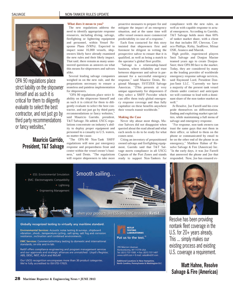 Maritime Reporter Magazine, page 28,  Jun 2013