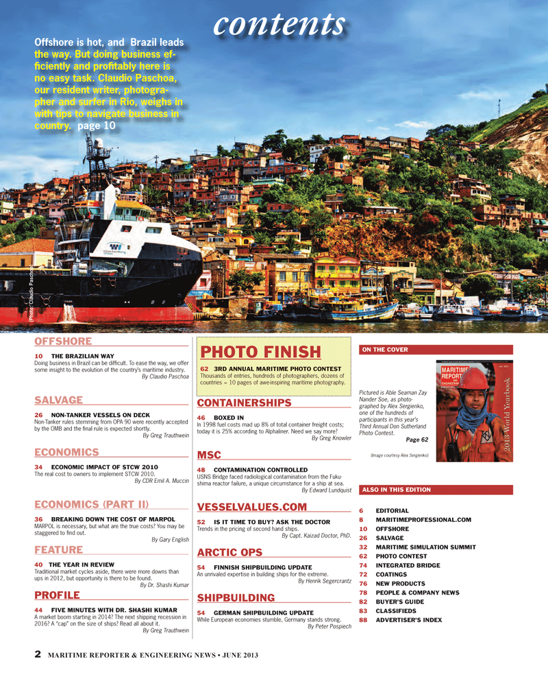 Maritime Reporter Magazine, page 2,  Jun 2013