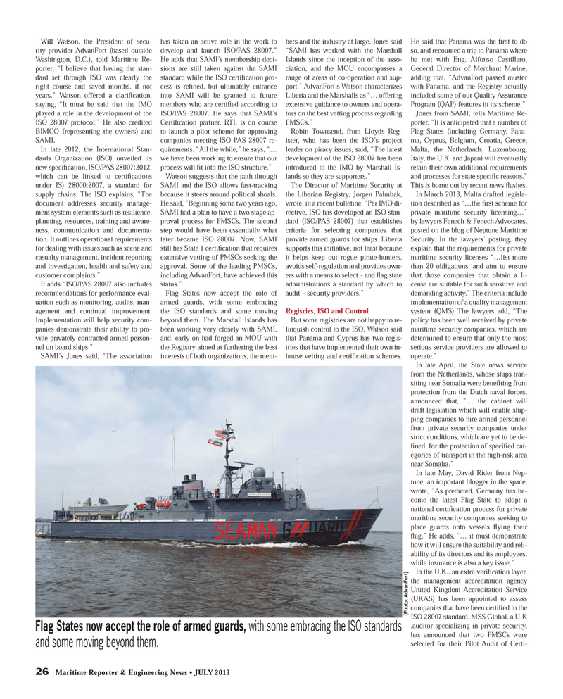 Maritime Reporter Magazine, page 26,  Jul 2013