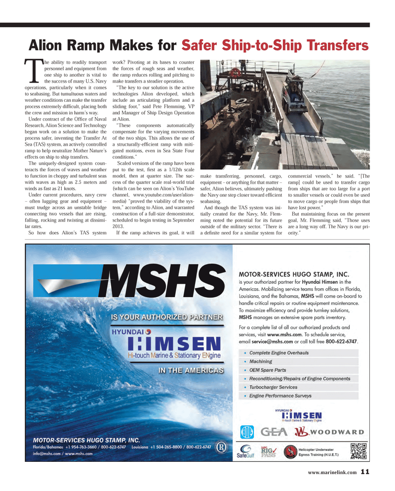 Maritime Reporter Magazine, page 11,  Aug 2013