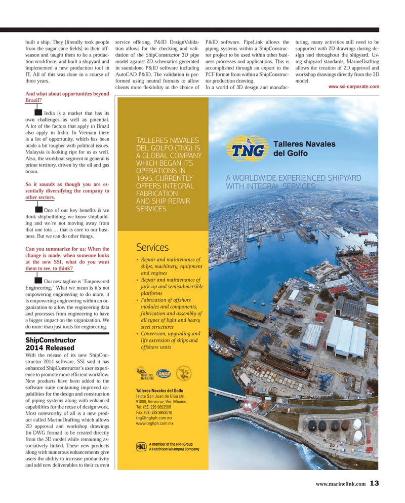 Maritime Reporter Magazine, page 13,  Aug 2013