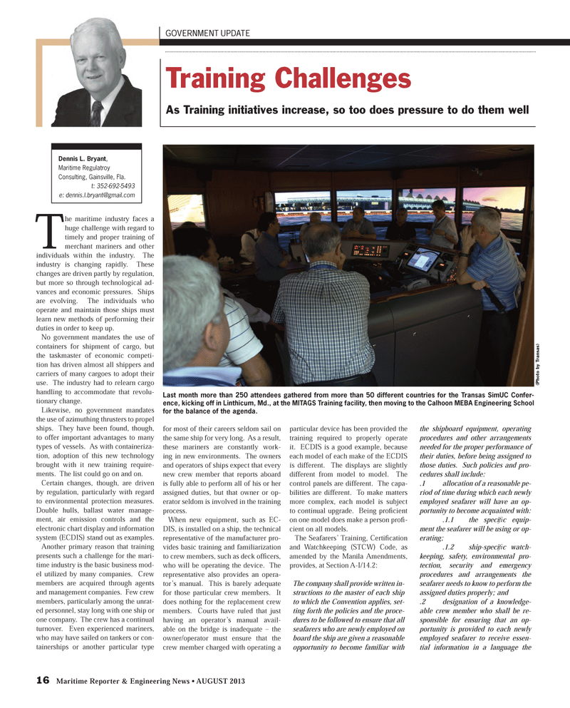Maritime Reporter Magazine, page 16,  Aug 2013