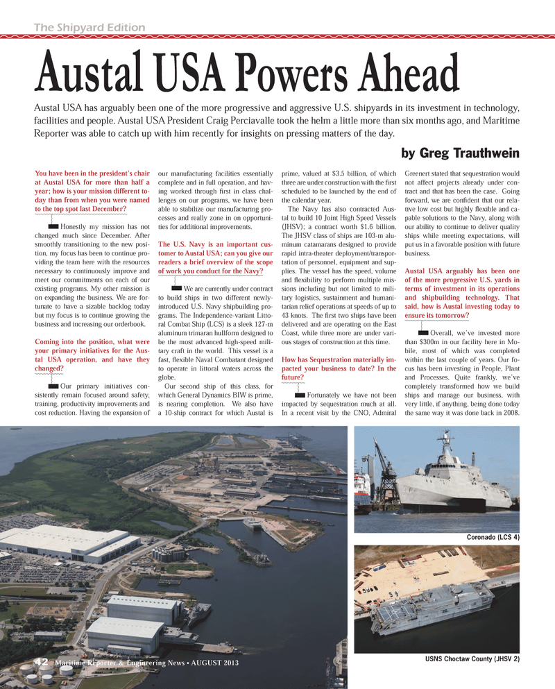 Maritime Reporter Magazine, page 42,  Aug 2013
