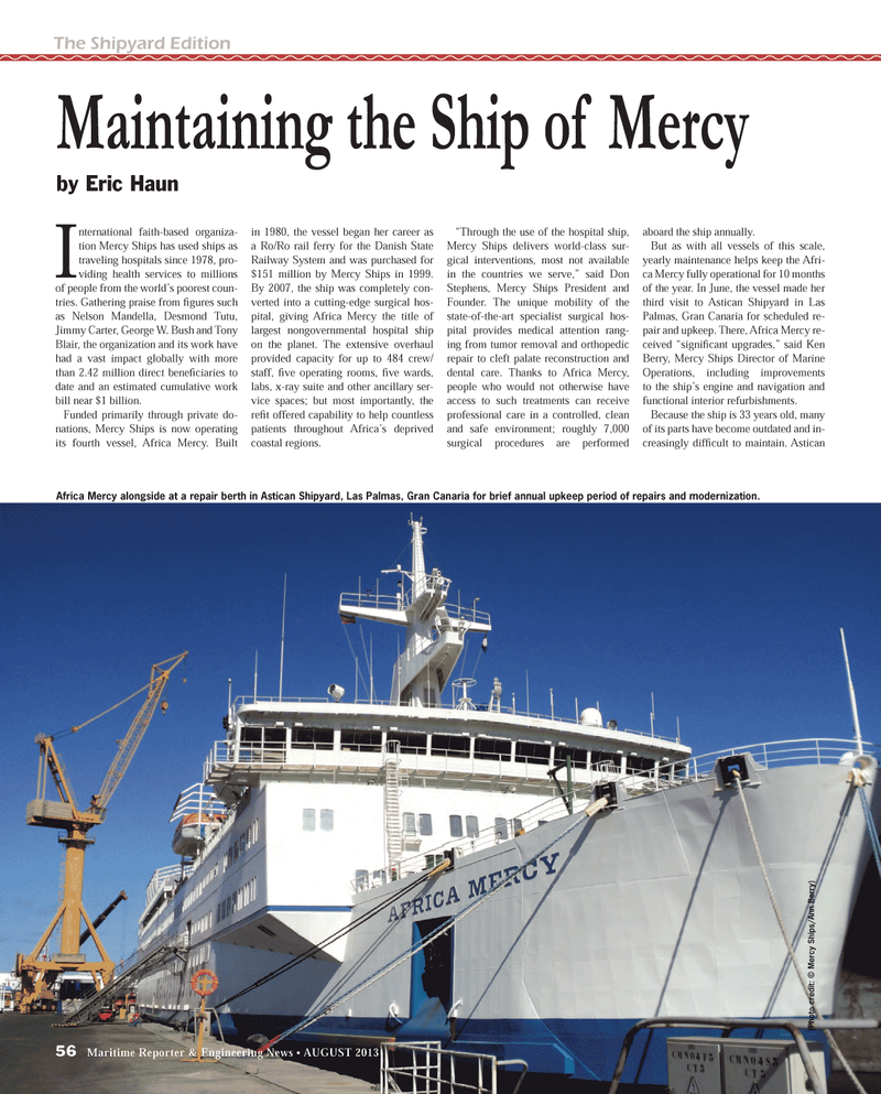 Maritime Reporter Magazine, page 56,  Aug 2013