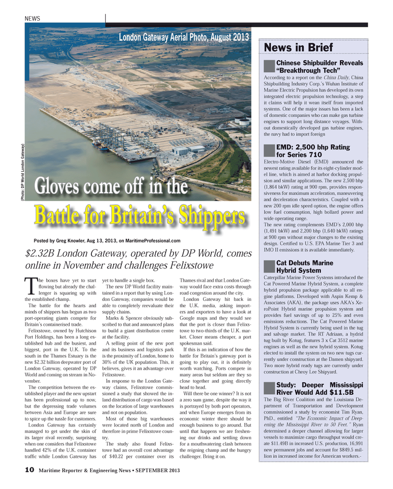 Maritime Reporter Magazine, page 10,  Sep 2013