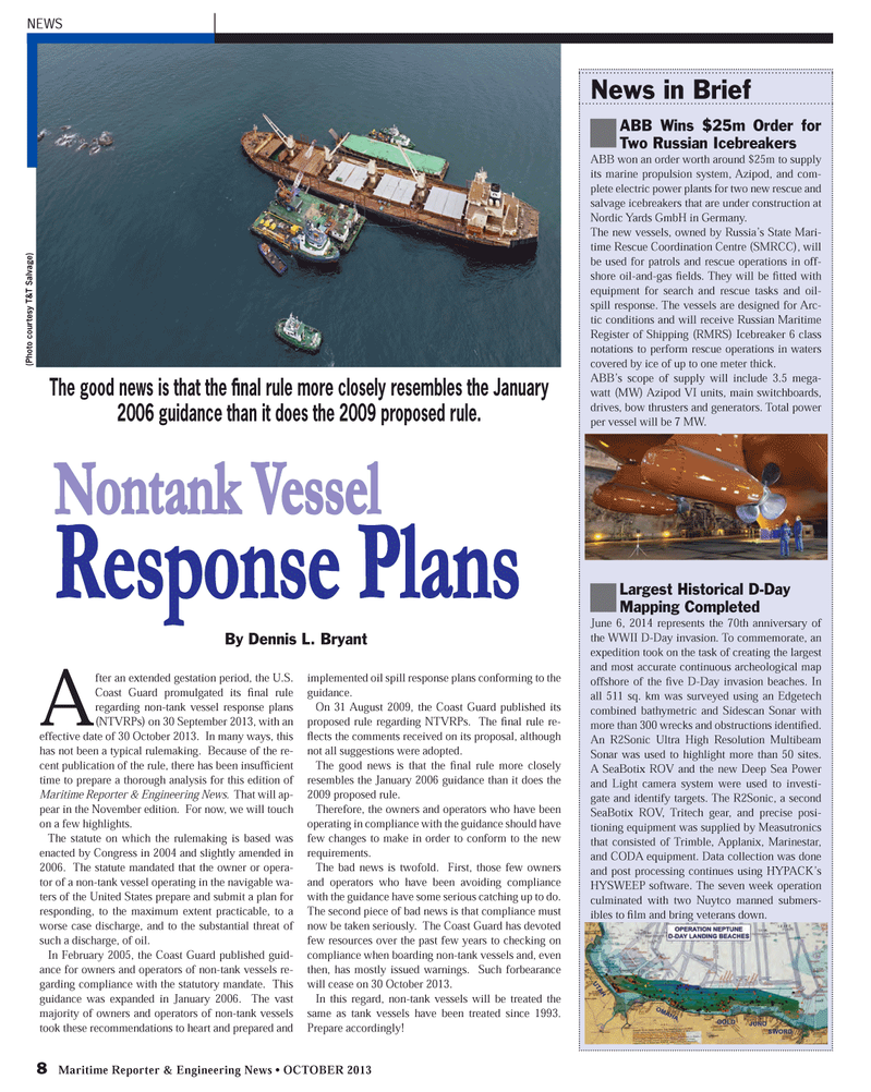 Maritime Reporter Magazine, page 8,  Oct 2013