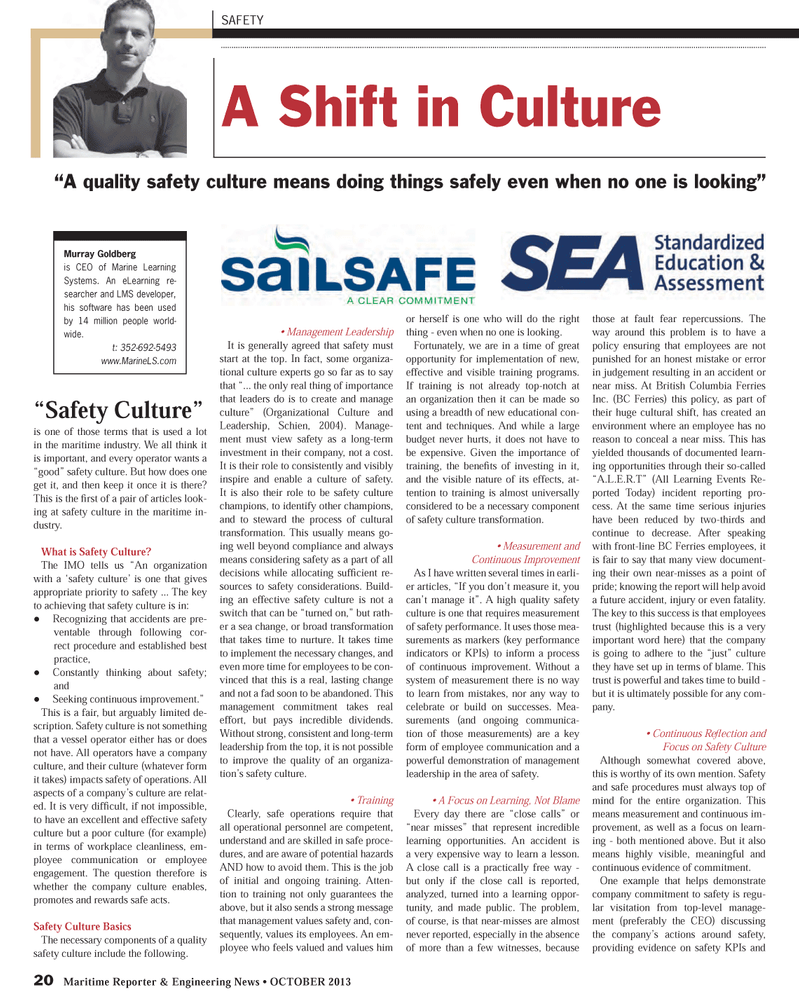 Maritime Reporter Magazine, page 20,  Oct 2013