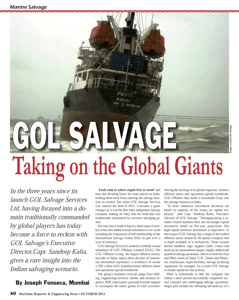 Maritime Reporter Magazine, page 40,  Oct 2013