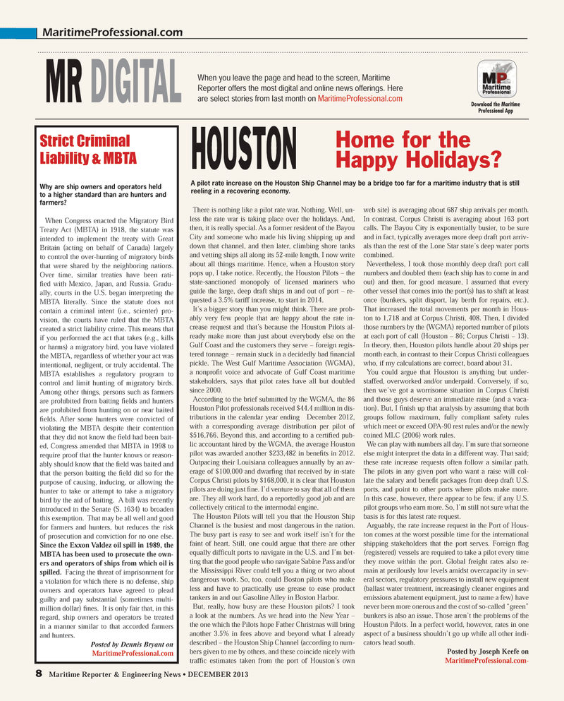 Maritime Reporter Magazine, page 8,  Dec 2013
